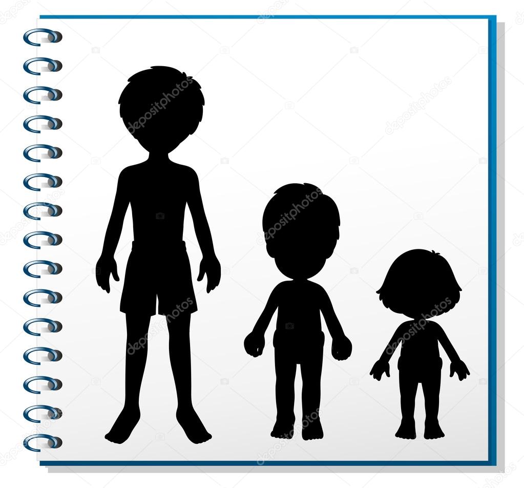 A notebook with an image of three humans