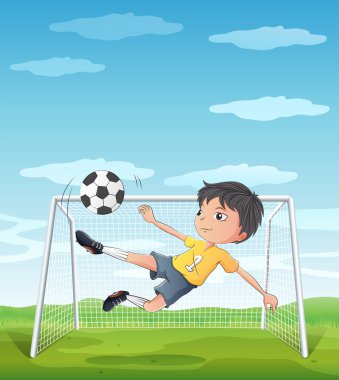 Futbol topu tekmeleme genç bir atlet
