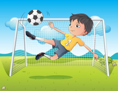 bir futbol topu tekmeleme genç bir beyefendi