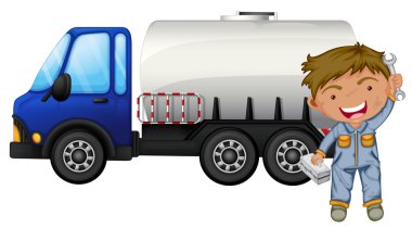 A tanker and a young man clipart