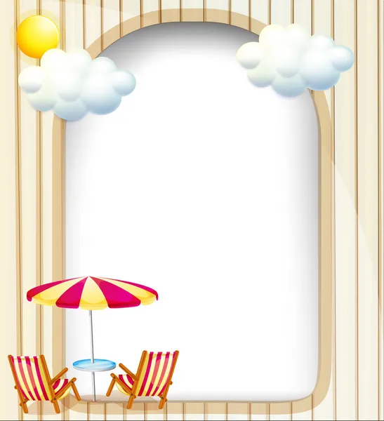 Une surface vide avec chaises longues et parasol — Image vectorielle