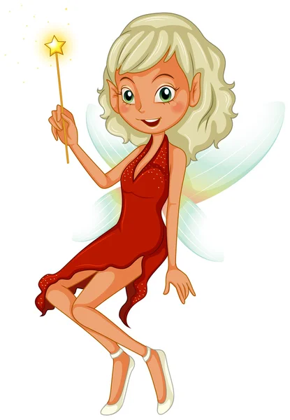 A fairy holding a yellow wand — Stock Vector