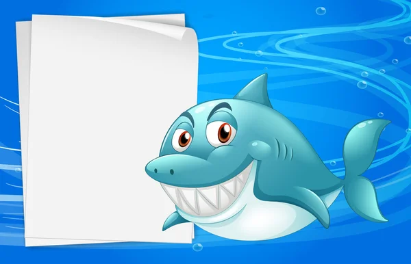 ปลาฉลามที่มีกระดาษทิชชู่ว่างเปล่าใต้ทะเล — ภาพเวกเตอร์สต็อก
