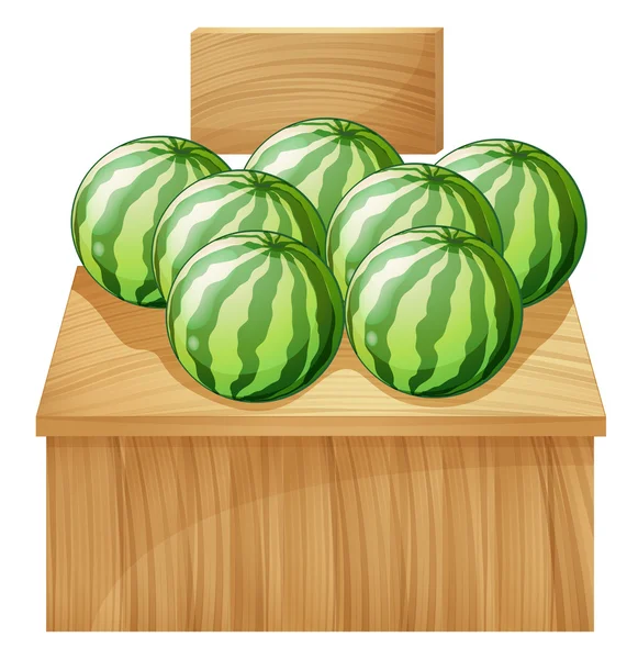 Ein Wassermelonenständer mit einem leeren Holzschild — Stockvektor