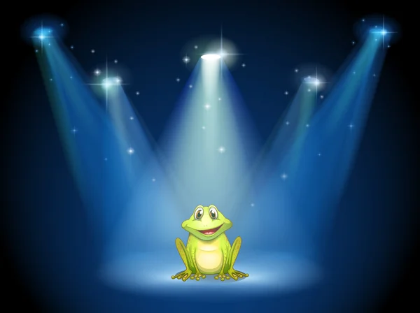 A smiling frog at the center of the stage — Stock Vector