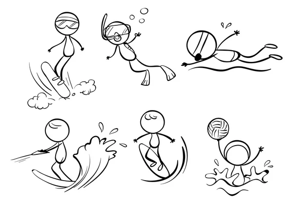 Doodle designs of different outdoor activities — Stock Vector