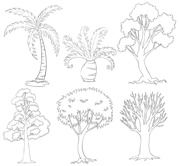 Silhuetter af træer – Stock-vektor