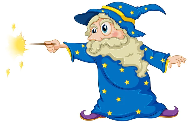 A wizard holding a magic wand — Stock Vector