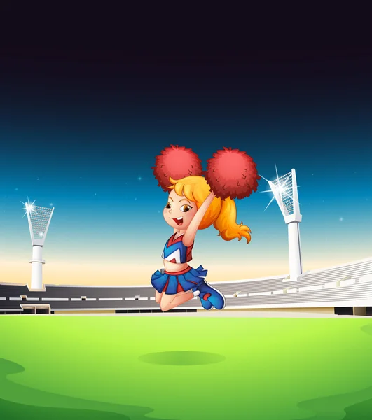 Une jolie pom-pom girl qui joue sur le terrain — Image vectorielle
