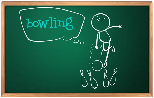 Bowling oynayan bir çocuğun çizim ile bir yazı tahtası — Stok Vektör