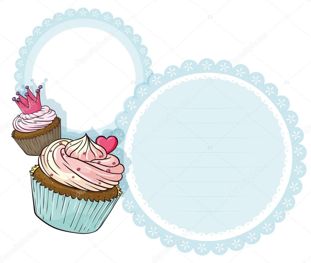 A round stationery with two cupcakes