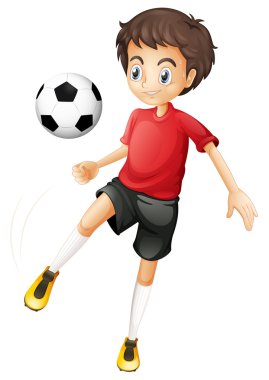 A young man playing football vector A young man playing football vector