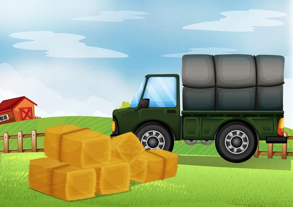 A cargo car at the farm — Stock Vector