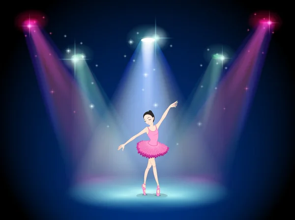 En graciös ballerina i mitten av scenen — Stock vektor