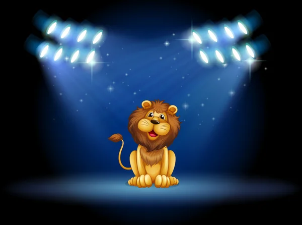 A stage with a lion at the center — Stock Vector