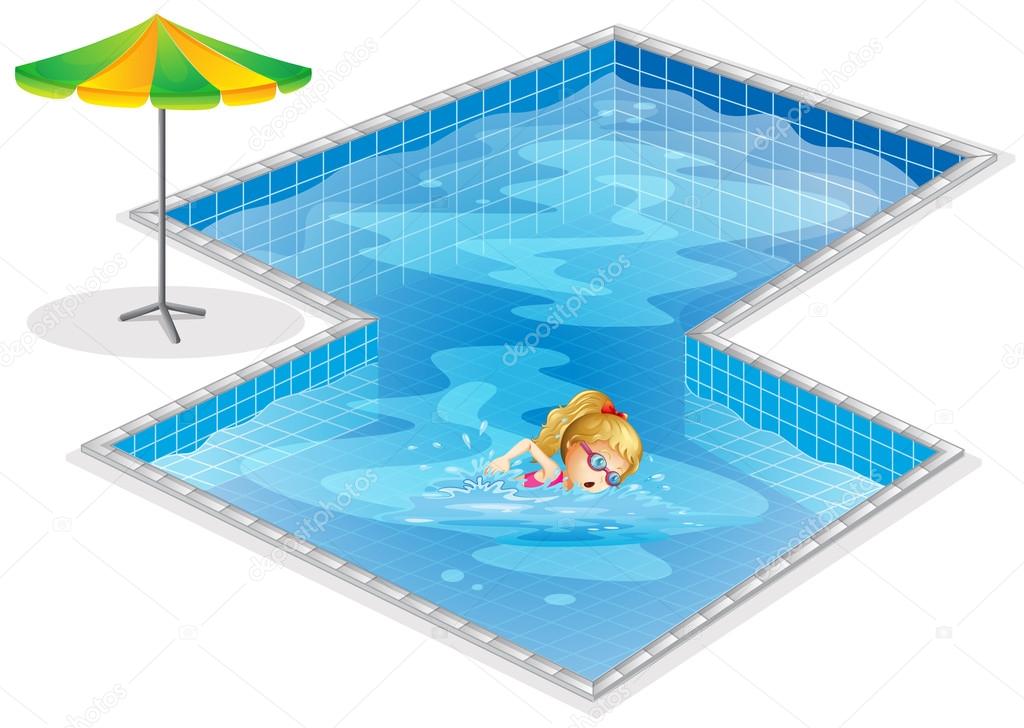 A girl swimming at the pool