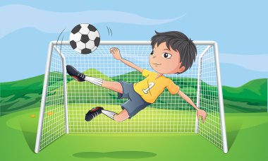 A young man playing football clipart