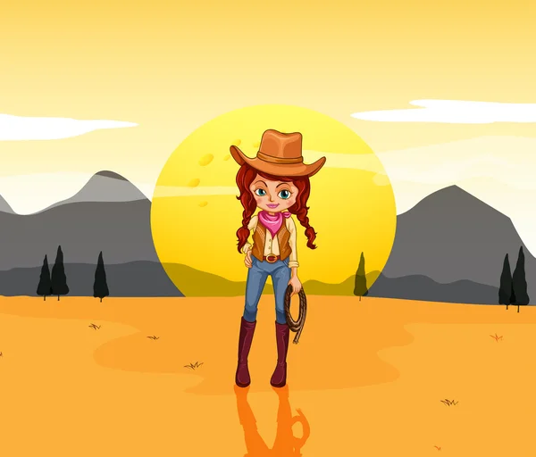 En cowgirl på öknen — Stock vektor