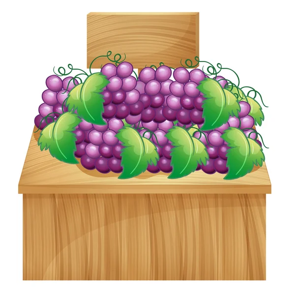 Un puesto de fruta para uvas con una señalización vacía — Vector de stock