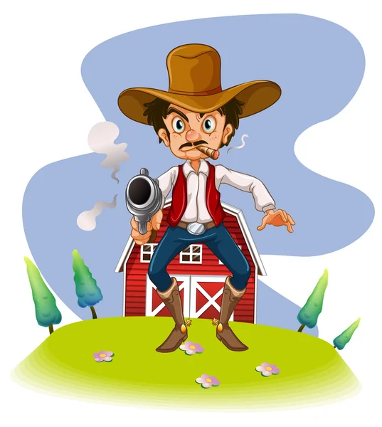 Un cowboy con una pistola — Vettoriale Stock