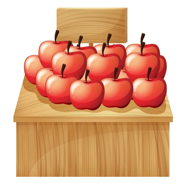 Яблочный фруктовый столик с пустыми вывесками — стоковый вектор