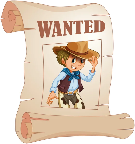 A special paper with an image of a wanted man — Stock Vector