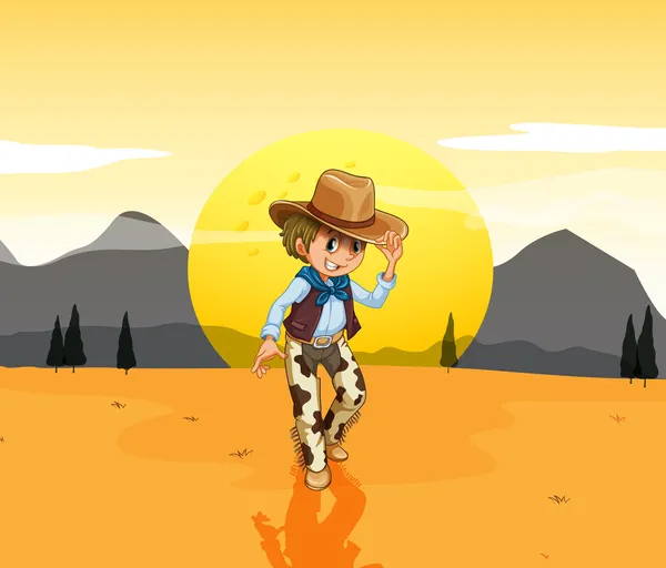 A cowboy at the desert — Stock Vector