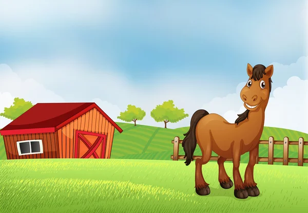 Un caballo en la granja — Vector de stock