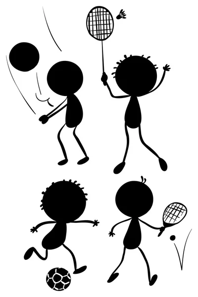 Different sport activities in its silhouette forms — Stock Vector