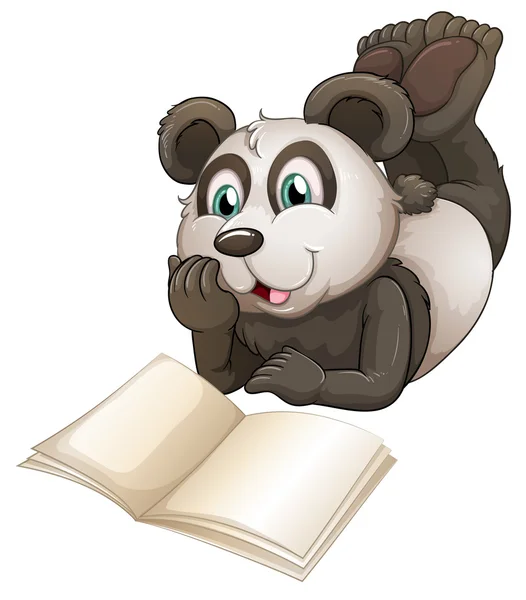 En panda med en tom bok — Stock vektor