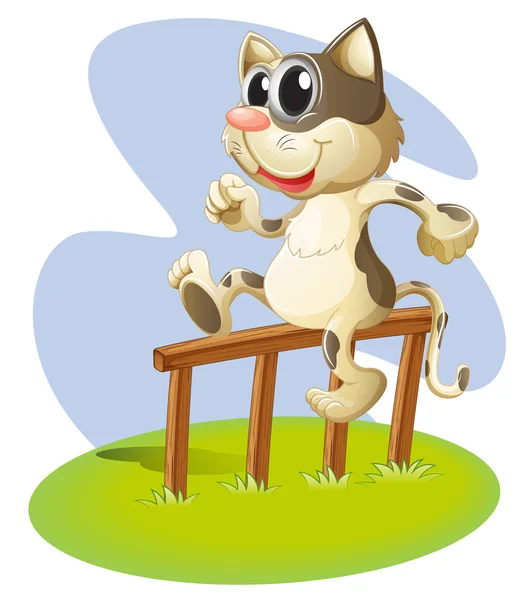 Een kat, zittend op een houten stok — Stockvector