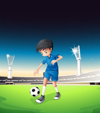 bir futbol sahası ile oynayan bir boy