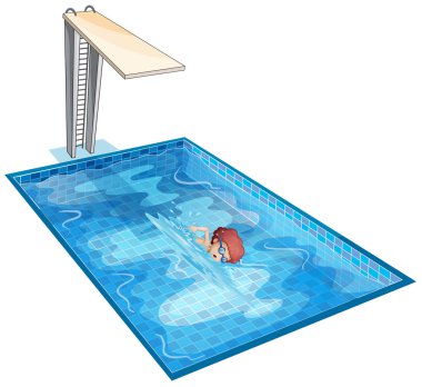 A boy rehearsing at the swimming pool