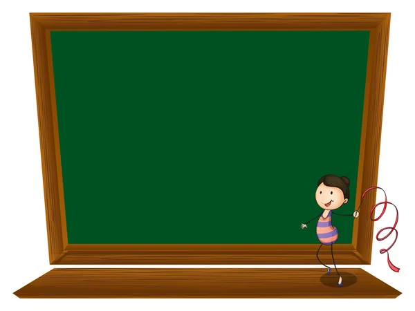 A girl dancing in front of an empty blackboard — Stock Vector