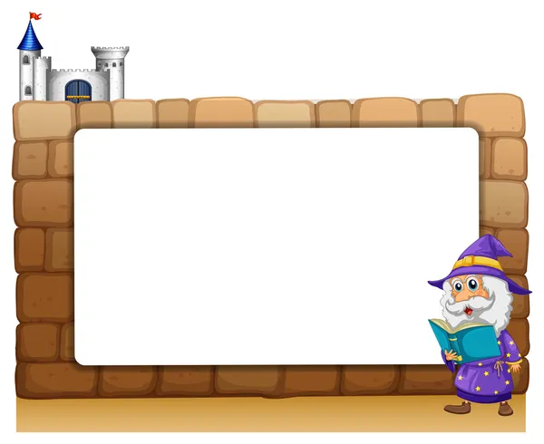 A wizard standing beside an empty board — Stock Vector