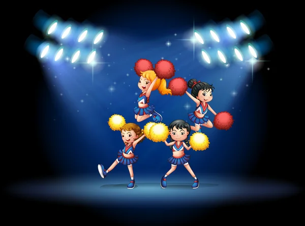 Bühne mit Cheerleading-Truppe — Stockvektor