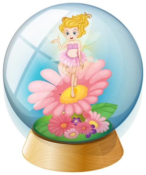 A fairy above the flower inside the dome — Stock Vector