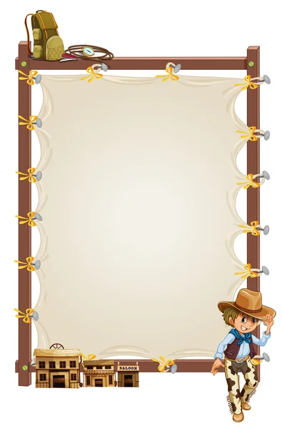 An empty frame banner with a cowboy and saloon bars — Stock Vector