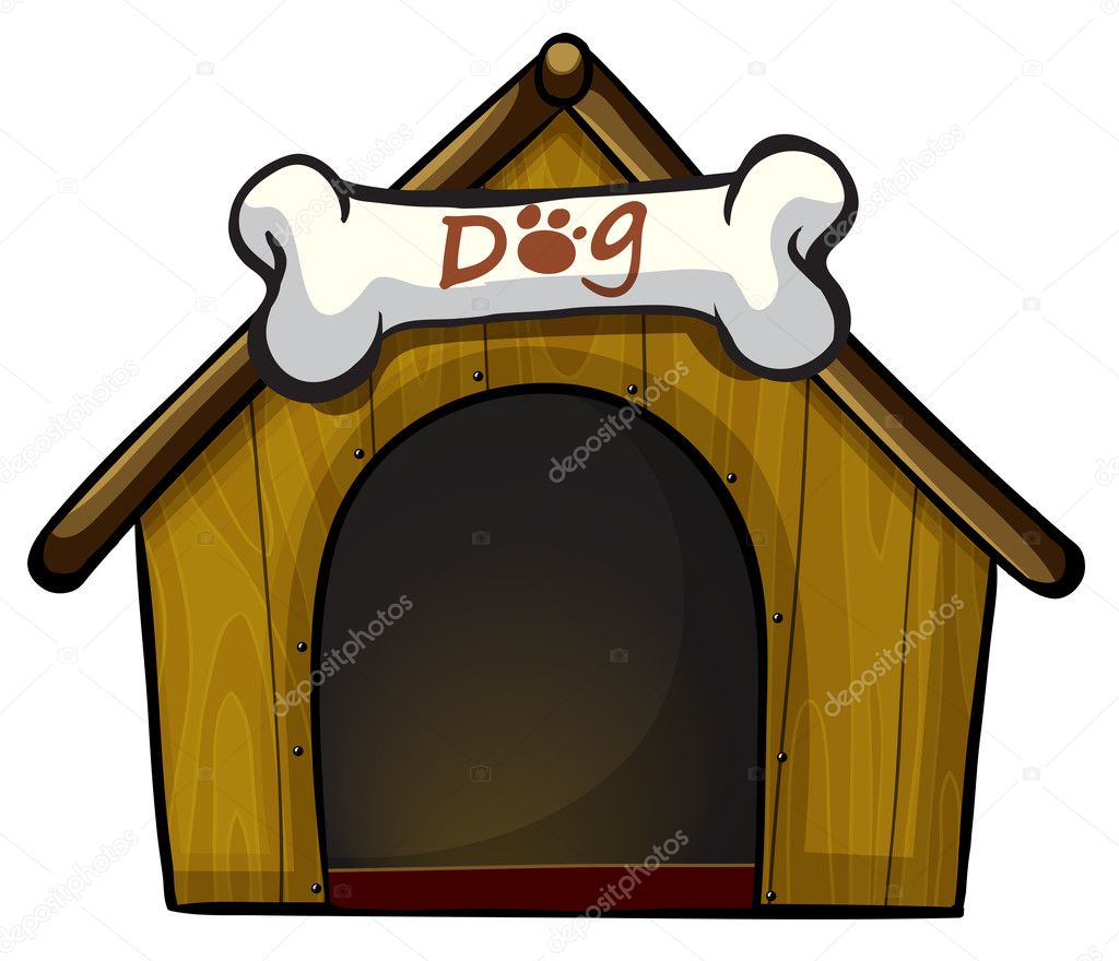 A dog house with a bone