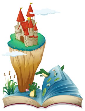 Resim bir Island kalesinin ile açık bir kitap