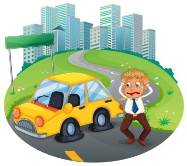 eğri yolun boş tabela yakınlarında trafik kazası