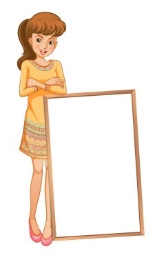 bir Bayan boş bir Pano ayakta