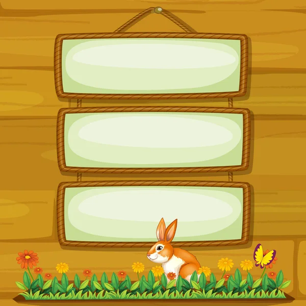 Een leeg bord hangen aan de muur met een konijn — Stockvector