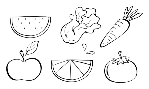 Doodle conjuntos de frutas —  Vetores de Stock