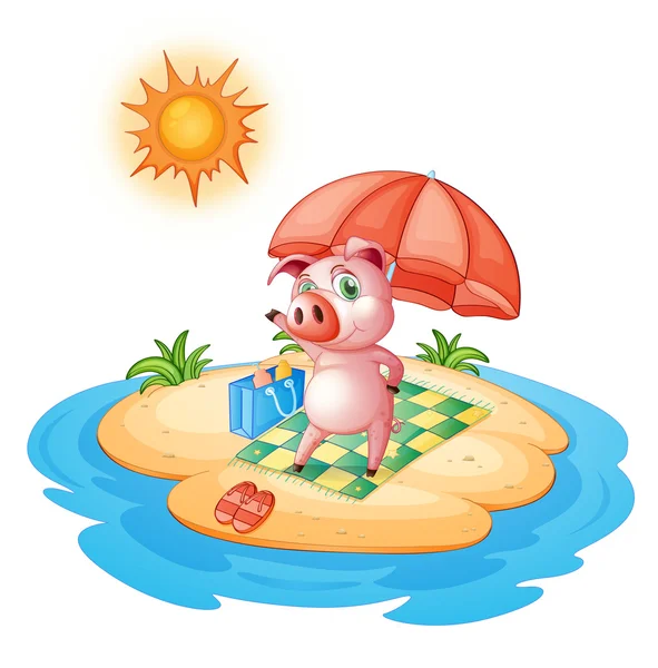 Un cerdo en la playa — Archivo Imágenes Vectoriales