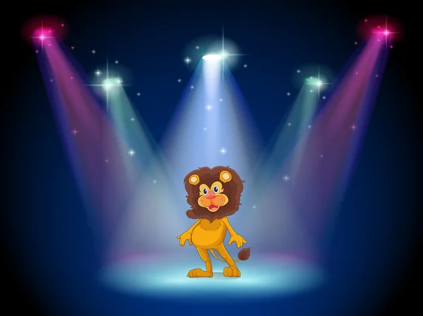 Une scène avec un lion courageux au milieu — Image vectorielle