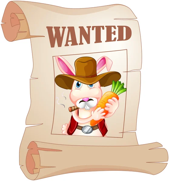 A poster of a wanted bunny — Stock Vector