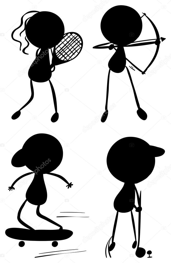 Silhouettes of playing sports