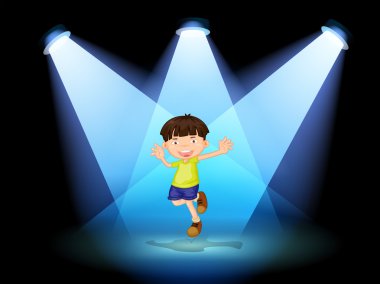 sevimli, küçük bir çocuk içinde sahnede dans