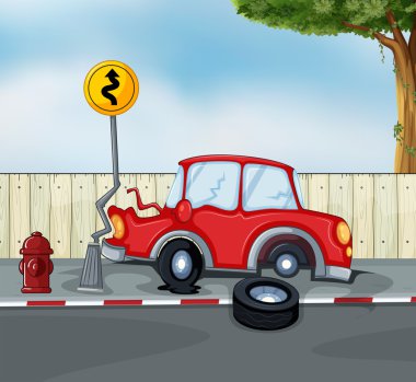 yol kenarında hidrant, trafik kazası